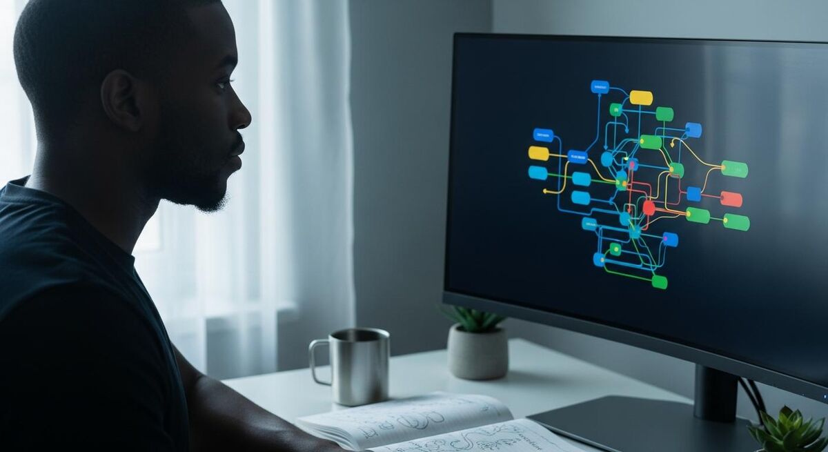 Make.com visual scenario builder with several connected modules