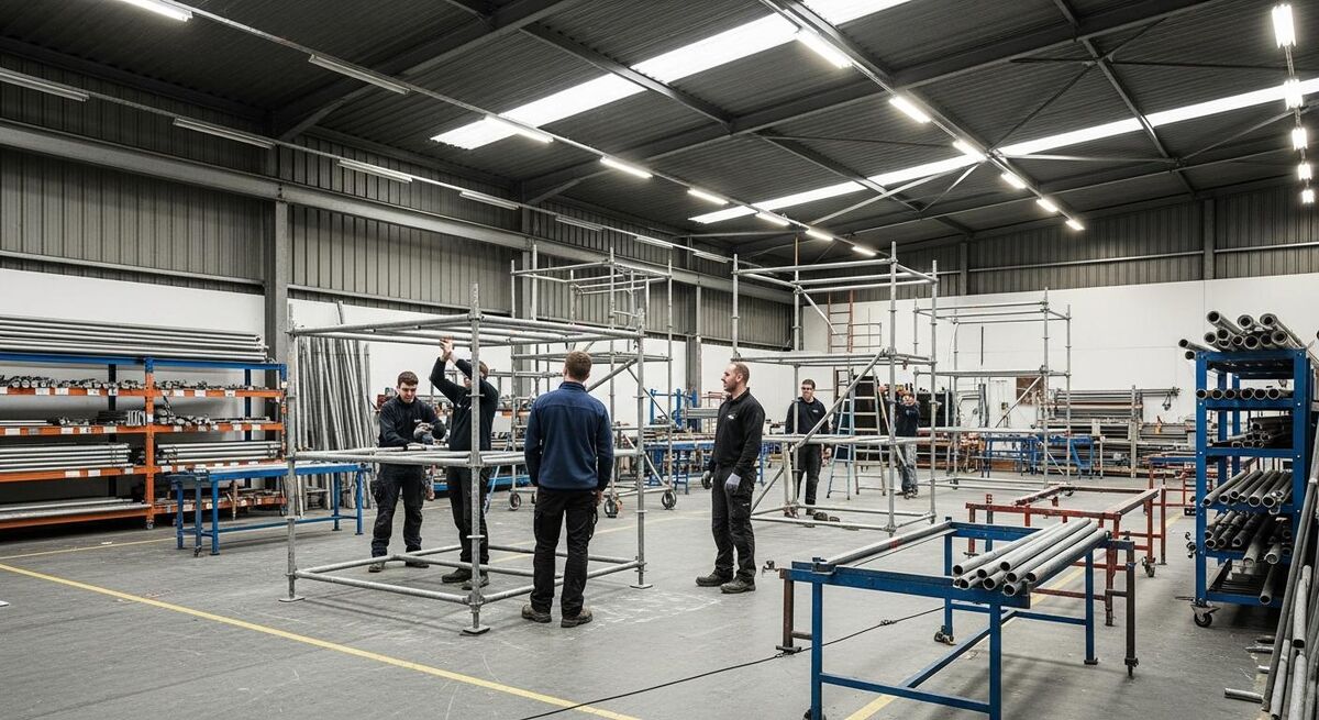 Scaffolding training centre with practice scaffold structures
