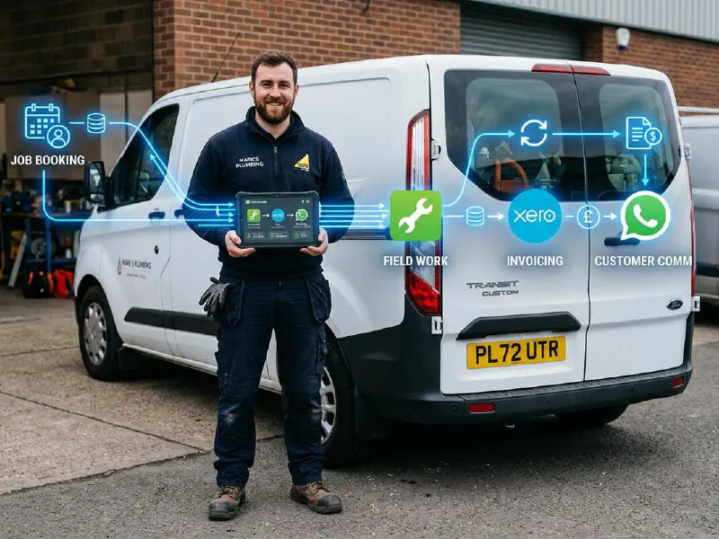 Set Up n8n to Automate Your Entire Job Pipeline (ServiceM8 to Xero to WhatsApp) featured image