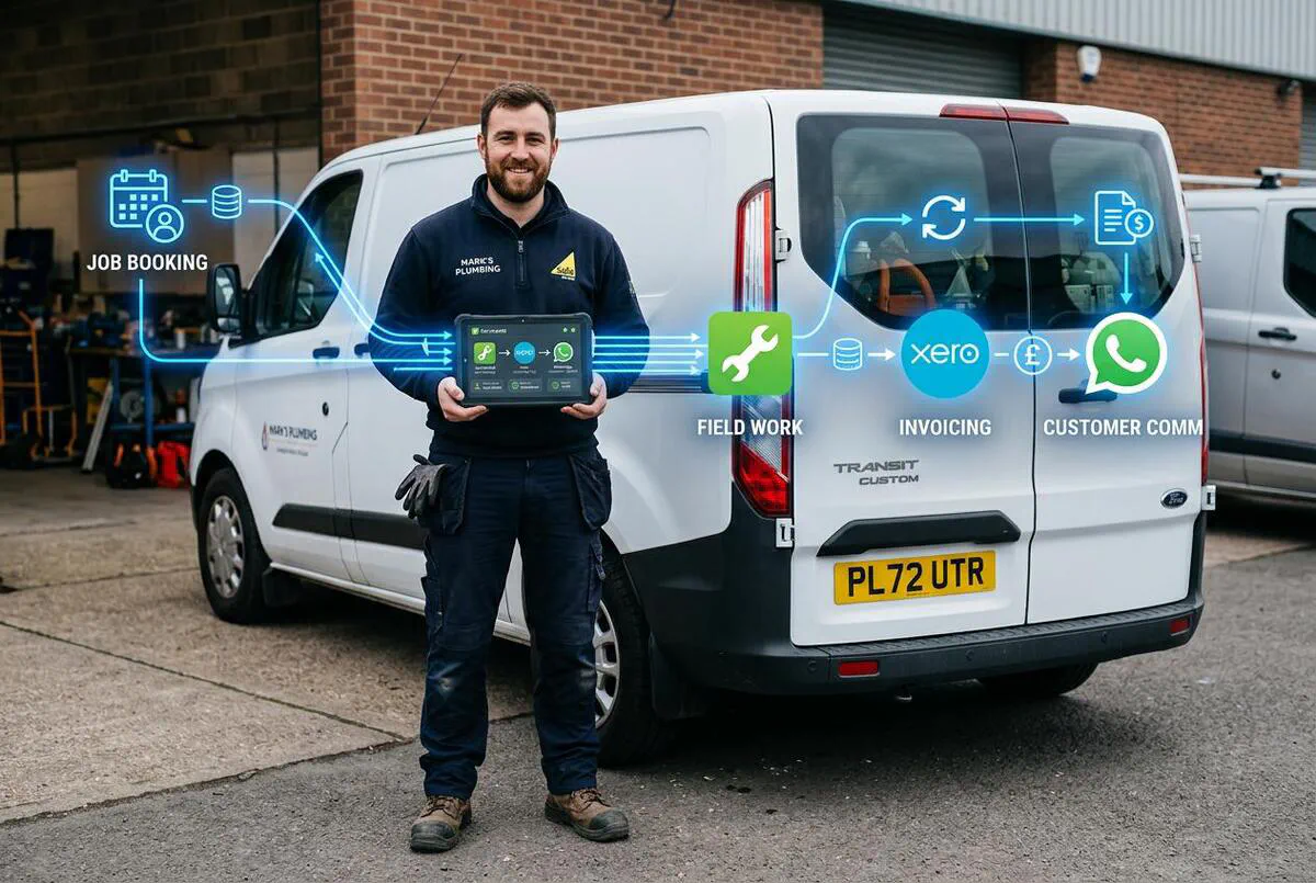 Set Up n8n to Automate Your Entire Job Pipeline (ServiceM8 to Xero to WhatsApp) featured image