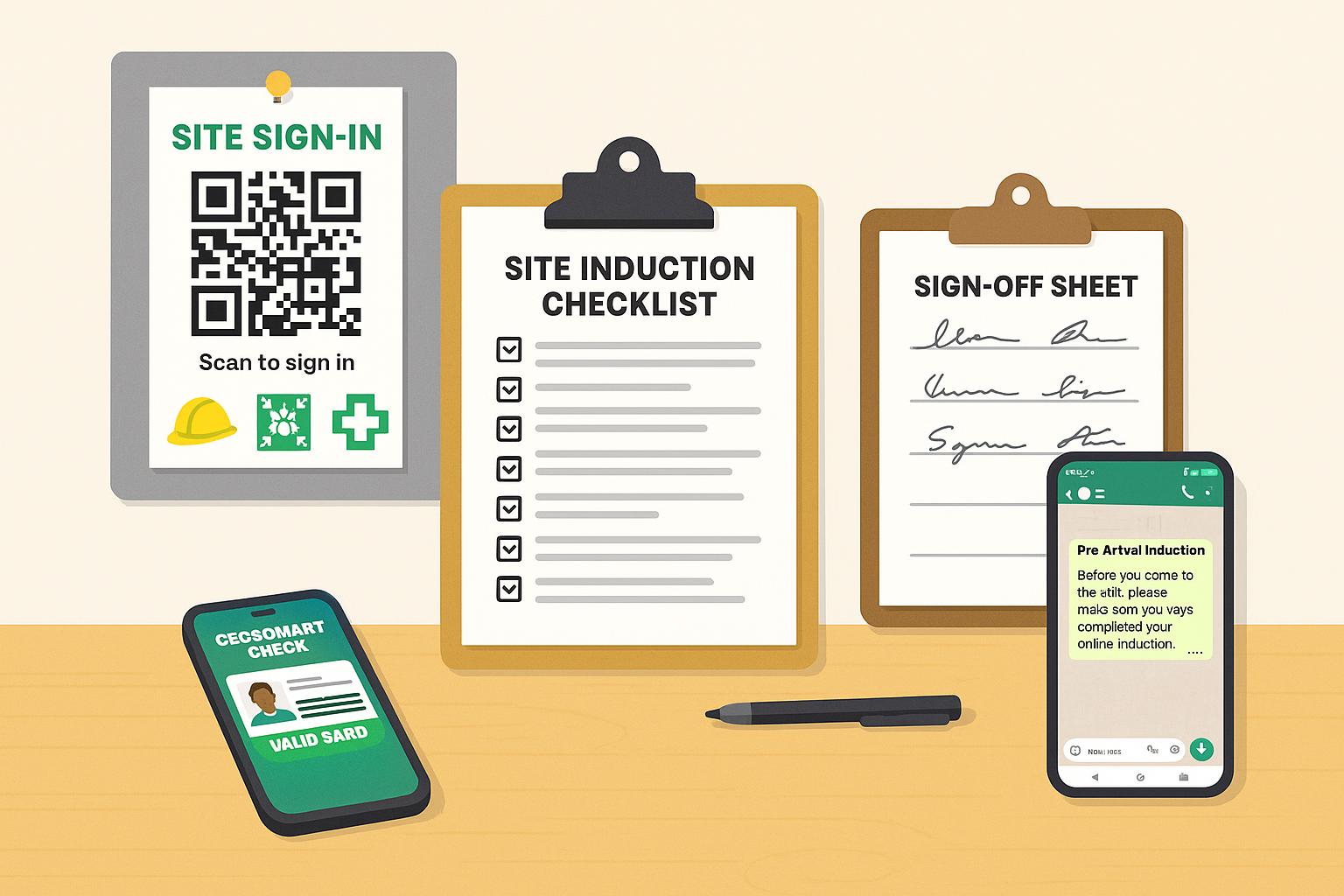 Site induction template for small contractors: what to include, printable checklist and digital options featured image