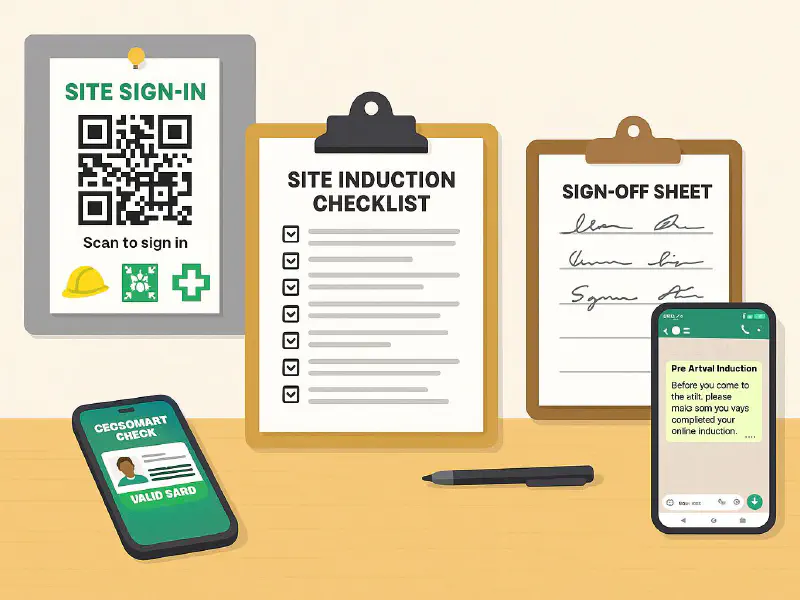 Site induction template for small contractors: what to include, printable checklist and digital options featured image