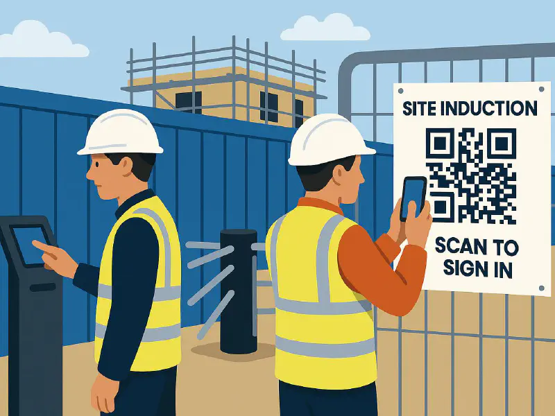 Site sign-in on construction jobs: QR code vs kiosk and how to set it up featured image