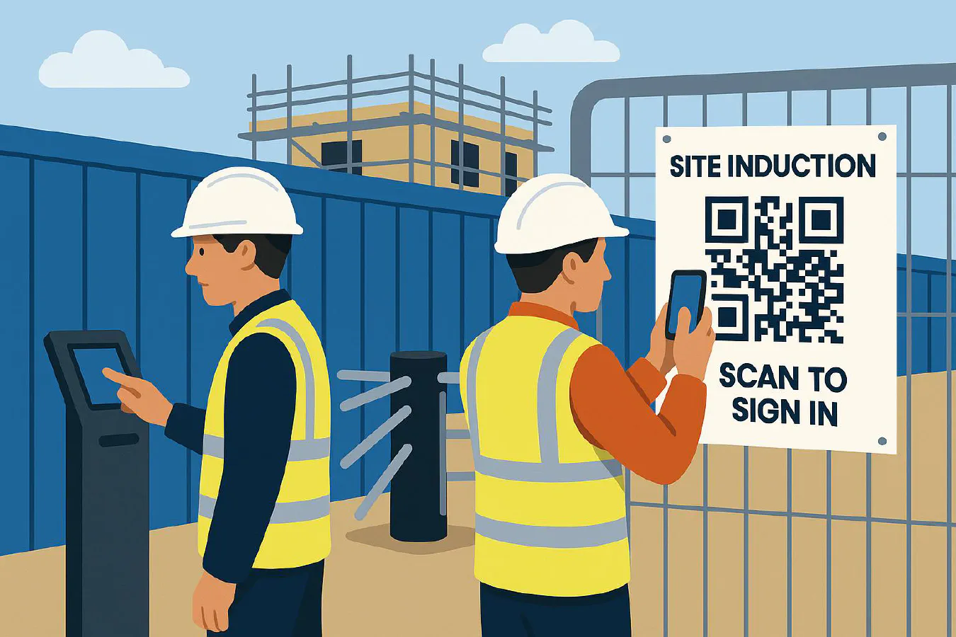 Site sign-in on construction jobs: QR code vs kiosk and how to set it up featured image