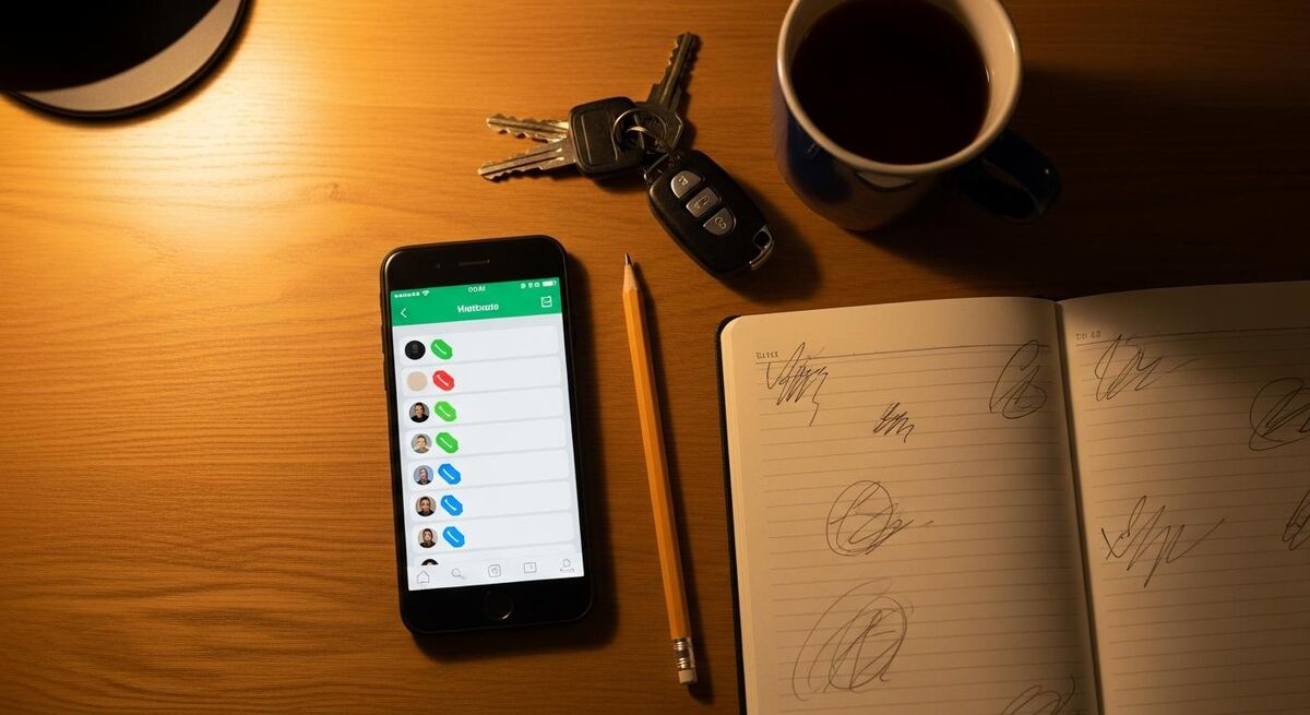 A WhatsApp interface showing labelled chats and broadcast lists on a mobile