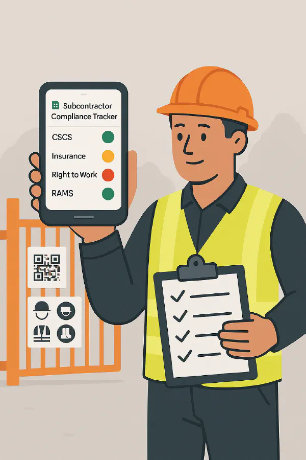 Subcontractor compliance tracker: free Google Sheets template with QR capture and expiry alerts featured image