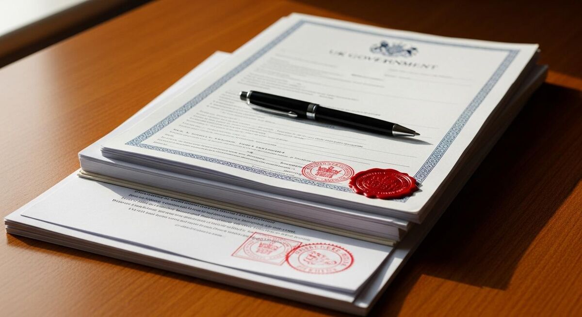 Official government regulatory documents on a desk