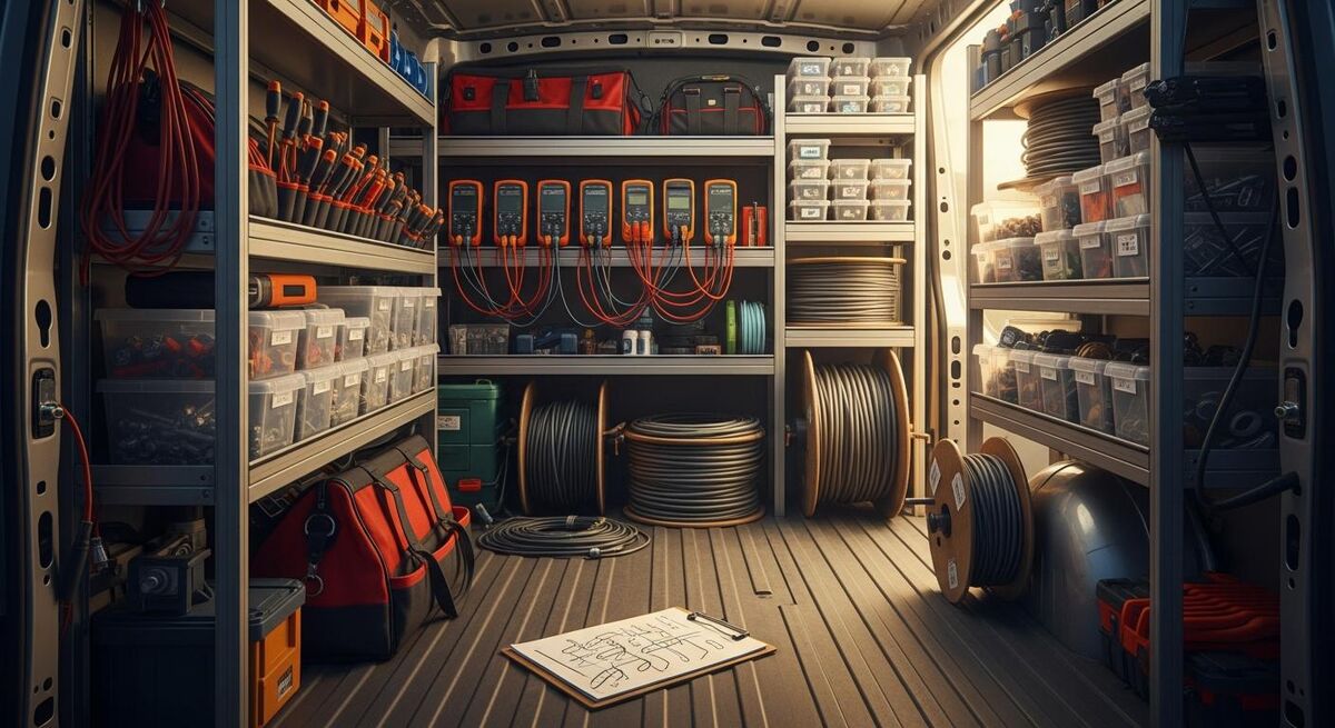 Electrician checking a packed appointment schedule