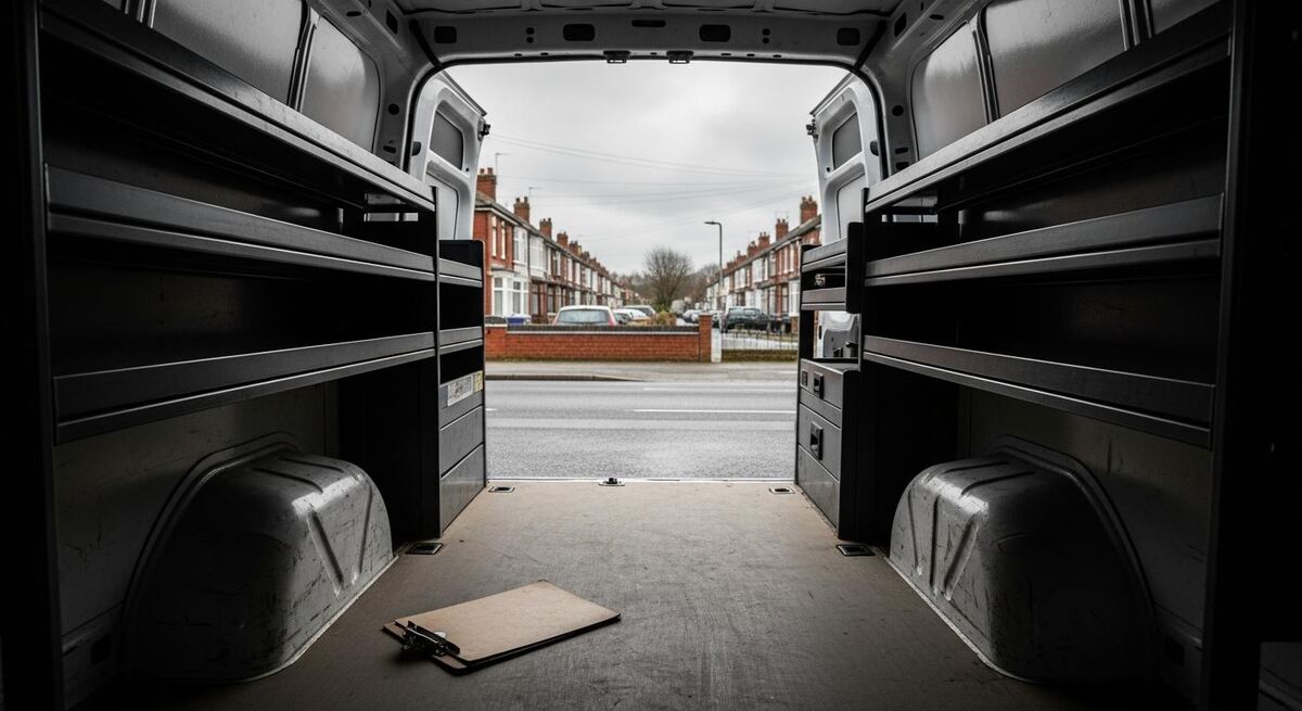 Empty van with tools and equipment, engineer absent from the job