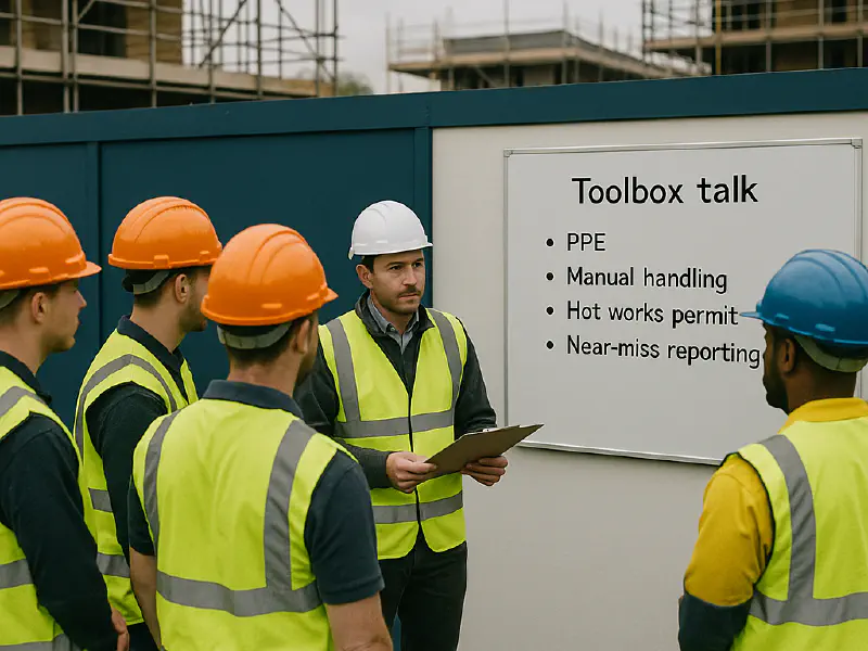 Toolbox talks UK: what HSE expects, free 5‑minute scripts and a printable sign‑in sheet featured image