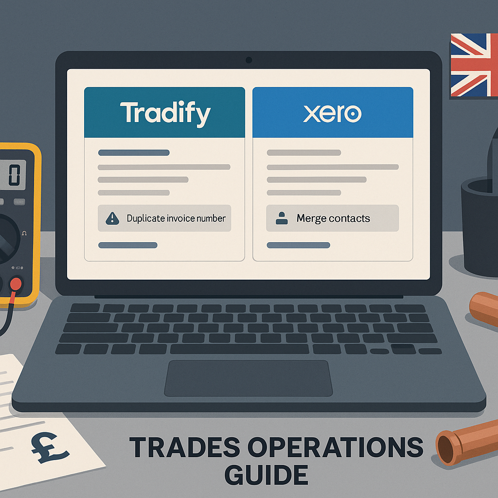 Tradify ↔ Xero (UK): how to stop duplicate invoices and contacts before they snowball featured image
