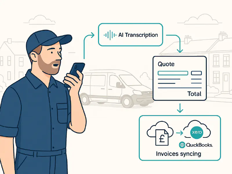 Turn voice notes into quotes: a simple pipeline for ServiceM8 or Tradify that posts invoices to Xero and QuickBooks featured image
