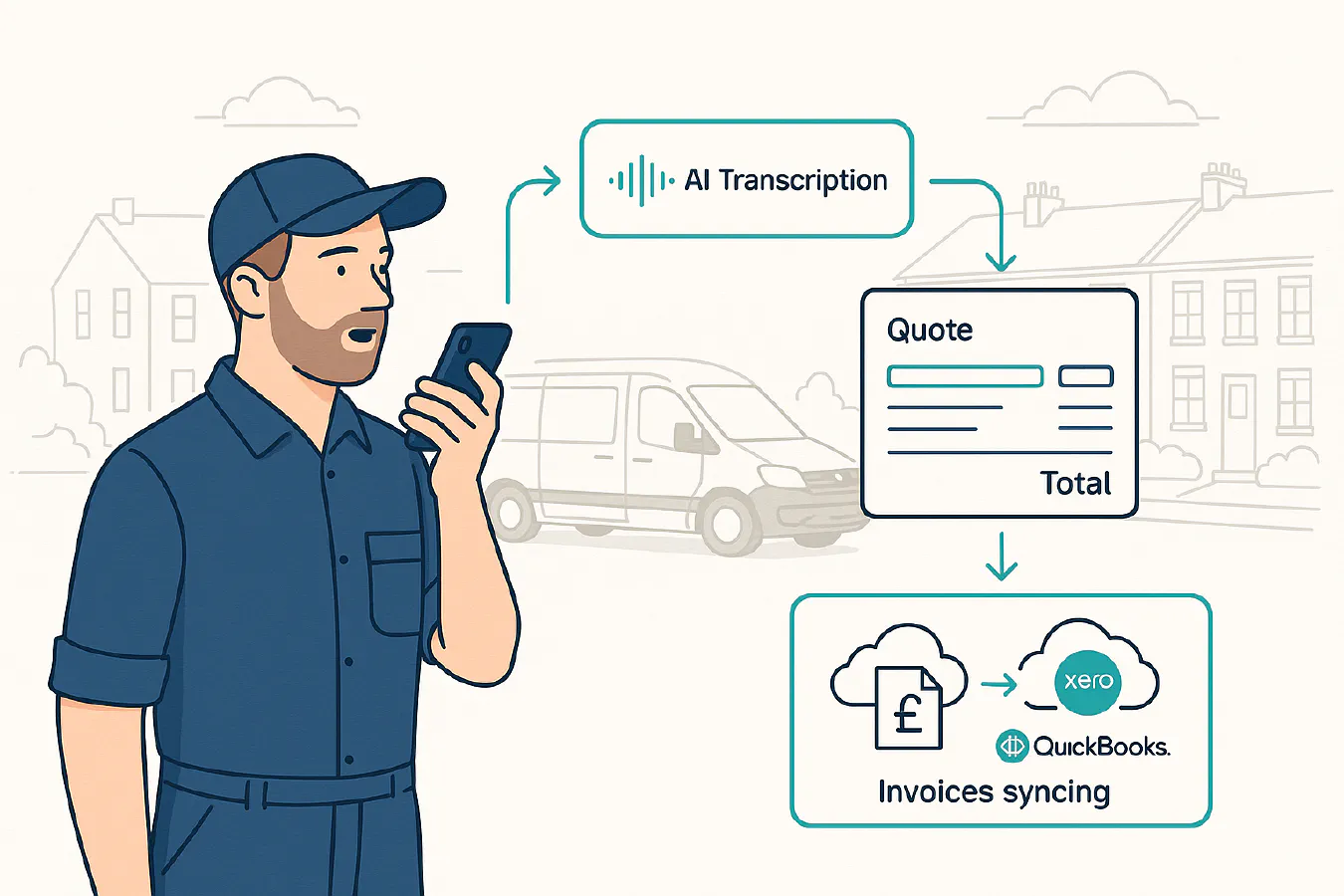 Turn voice notes into quotes: a simple pipeline for ServiceM8 or Tradify that posts invoices to Xero and QuickBooks featured image