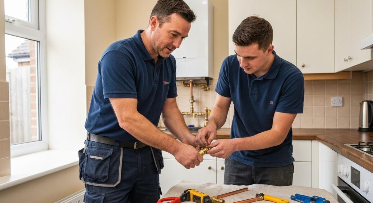 Small trade team working together on a residential install