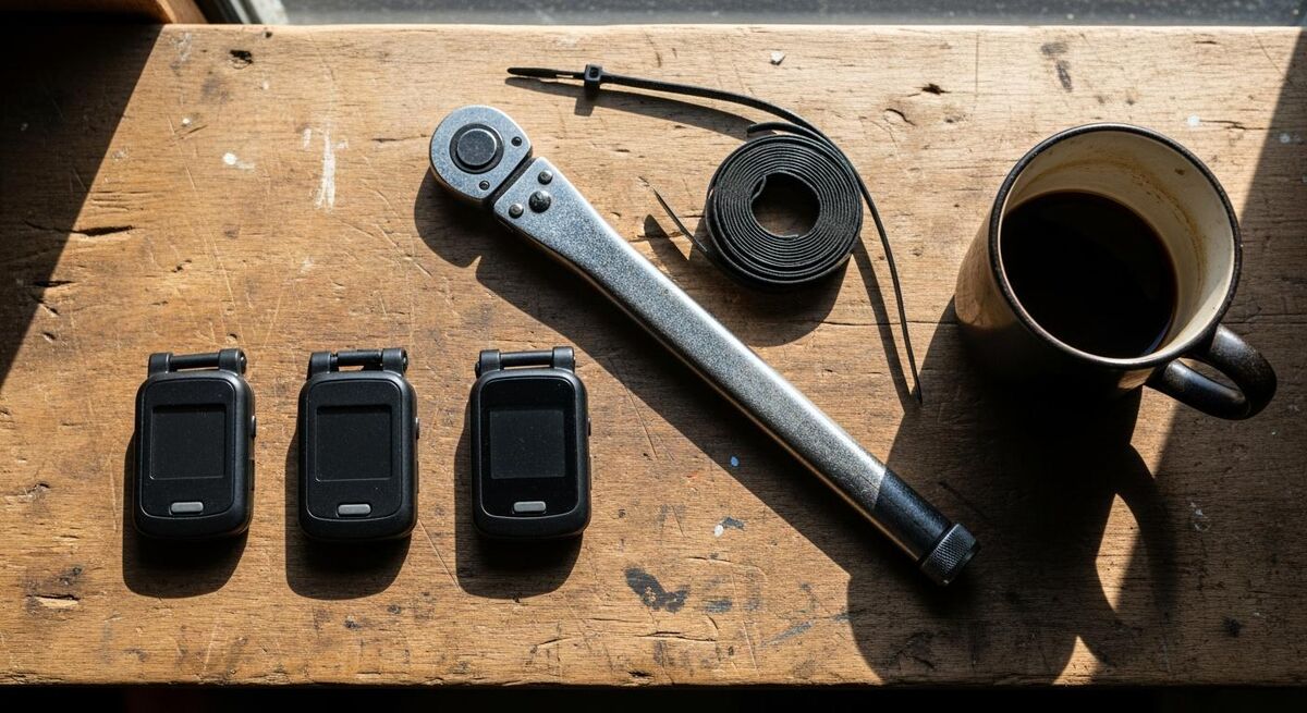 Three telematics platforms compared side by side on a workshop bench