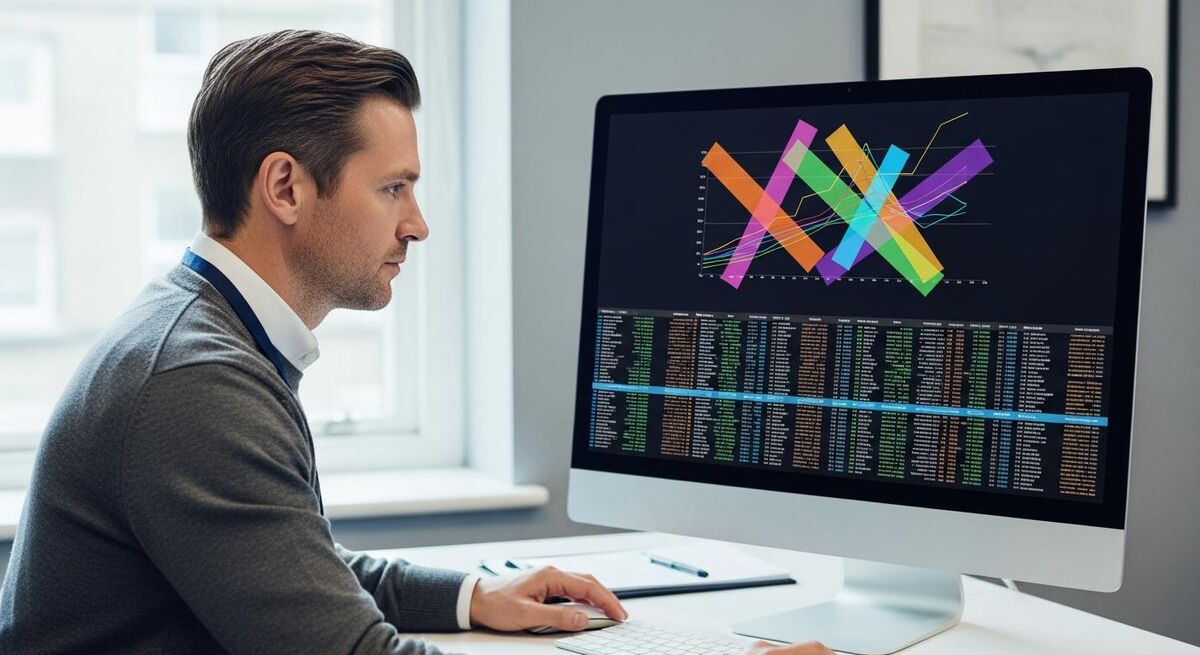 A compliance analyst cross checking certificate data against a property database on screen