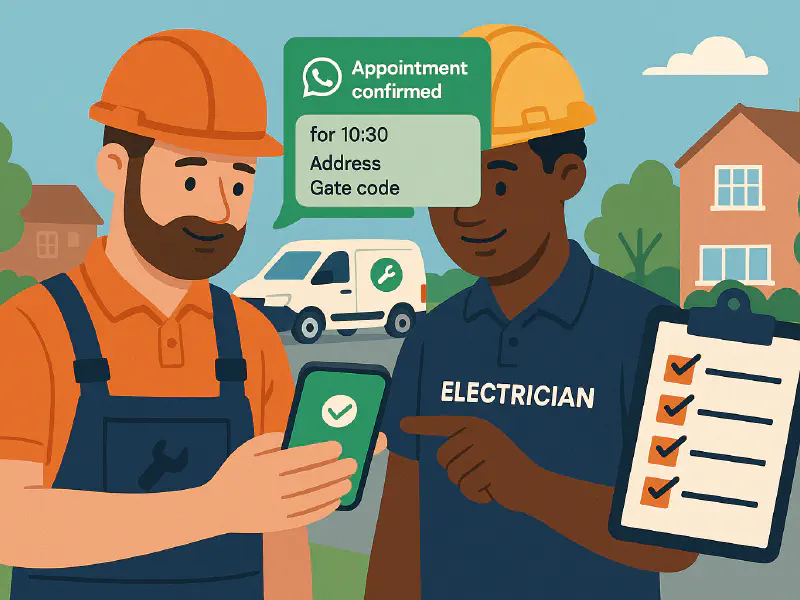 WhatsApp appointment reminders for trades: message templates, Google Calendar setup and a 7‑day follow‑up plan featured image