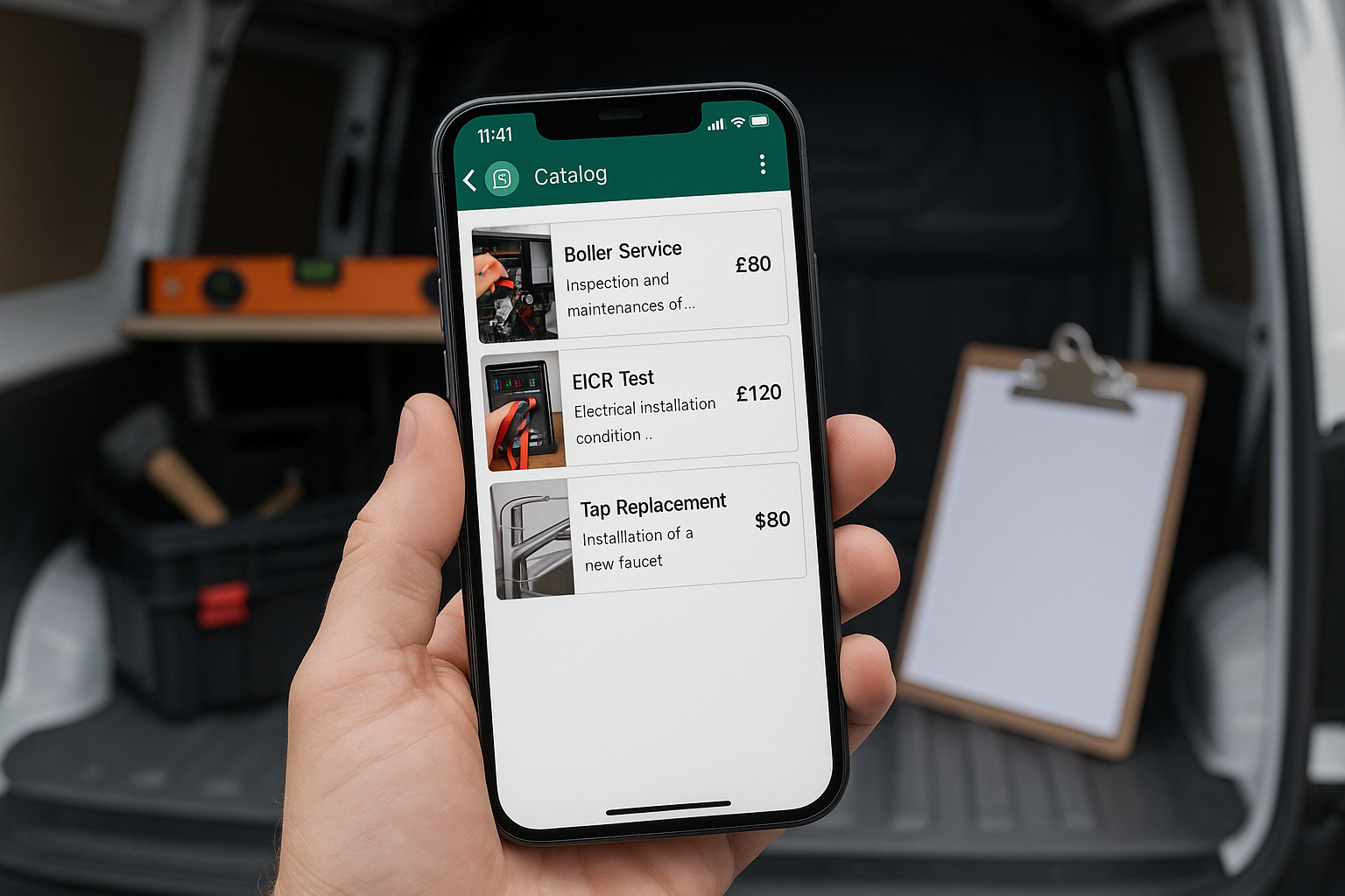 WhatsApp Business catalog for trades: set up services, prices and a booking flow featured image