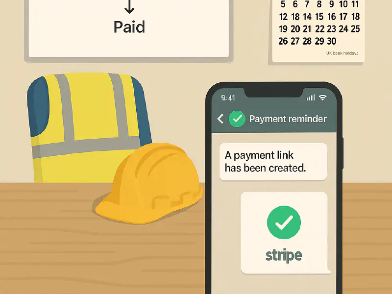 WhatsApp payment reminders for trades: link to pay with Stripe or GoCardless and get cash in fast featured image