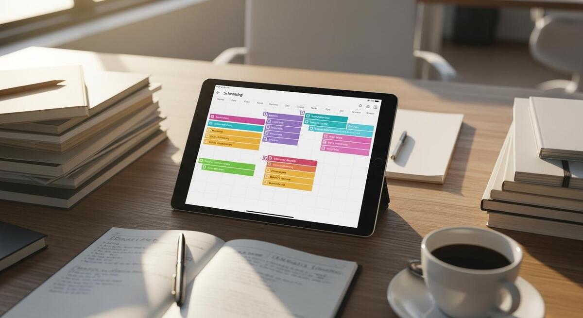 Zoho FSM scheduling dashboard on a tablet in a van